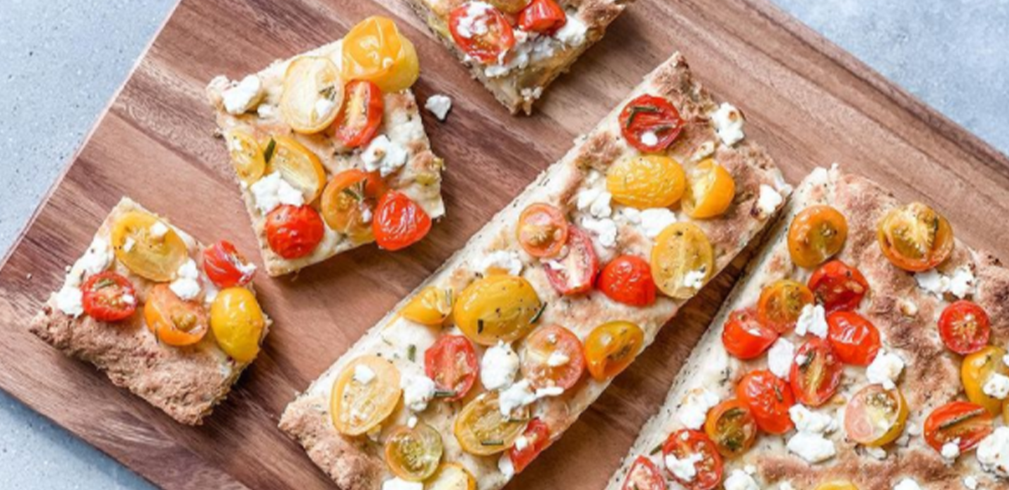 Mrs. Hewitt’s Tomato, Goat Cheese, and Rosemary Focaccia Mrs. Hewitt's